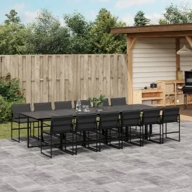 Juego de comedor de jardín 13 pzas con cojines textileno negro by , Garden sets - Ref: Foro24-3295077, Price: 798,61 €, Disco...