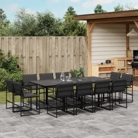 Juego de comedor de jardín 13 pzas con cojines textileno negro by , Garden sets - Ref: Foro24-3295080, Price: 725,73 €, Disco...