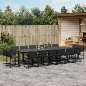 Juego de comedor de jardín 17 pzas con cojines textileno negro by , Garden sets - Ref: Foro24-3295082, Price: 968,97 €, Disco...