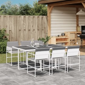 Juego de comedor de jardín 7 pzas con cojines textilene blanco de , Conjuntos de jardín - Ref: Foro24-3295089, Precio: 391,51...