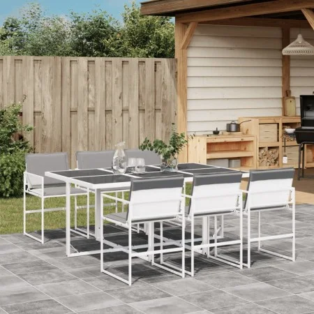 Gartensitzgruppe 7-teilig mit weißen Textilene-Kissen. von , Gartensets - Ref: Foro24-3295089, Preis: 387,19 €, Rabatt: %