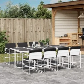 Juego de comedor de jardín 9 pzas con cojines textilene blanco by , Garden sets - Ref: Foro24-3295105, Price: 509,98 €, Disco...