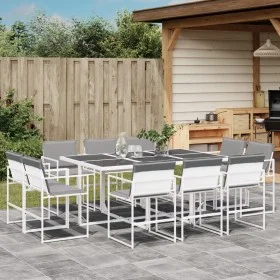 Juego de comedor de jardín 11 pzas con cojines textilene blanco by , Garden sets - Ref: Foro24-3295094, Price: 542,06 €, Disc...