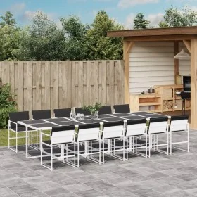 Garten-Essgruppe, 13-teilig, mit weißen Textilene-Kissen. von , Gartensets - Ref: Foro24-3295107, Preis: 793,18 €, Rabatt: %