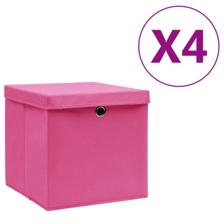 Aufbewahrungsboxen mit Deckel 4 Stück rosa 28x28x28 cm von vidaXL, Aufbewahrungskörbe - Ref: Foro24-325204, Preis: 29,26 €, R...