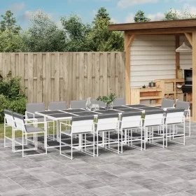 Juego de comedor de jardín 15 pzas con cojines textilene blanco by , Garden sets - Ref: Foro24-3295096, Price: 827,14 €, Disc...