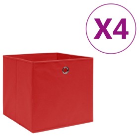 Cajas de almacenaje 4 uds tela no tejida rojo 28x28x28 cm