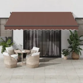 Toldo retráctil manual con luces LED marrón 400x300 cm by , Awnings - Ref: Foro24-3310209, Price: 332,06 €, Discount: %