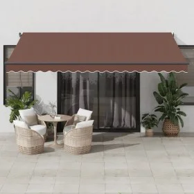 Toldo retráctil automático con luces LED marrón 450x300 cm by , Awnings - Ref: Foro24-3310214, Price: 681,56 €, Discount: %