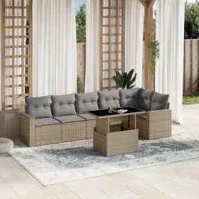 Gartensofagarnitur 7-teilig mit Kissen aus synthetischem Rattan in Beige. von , Gartensets - Ref: Foro24-3267289, Preis: 489,...
