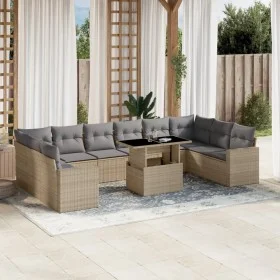 Set de sofás de jardín 11pzas con cojines ratán sintético beige by , Garden sets - Ref: Foro24-3267519, Price: 721,52 €, Disc...