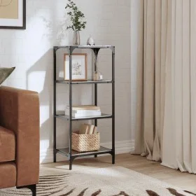 Regal mit schwarzer Glasoberfläche und Stahl 40x30x95 cm von , Kleiderbügel und Regale - Ref: Foro24-846039, Preis: 54,49 €, ...