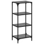 Estantería con superficie de vidrio negro y acero 40x30x95 cm by , Hangers and shelves - Ref: Foro24-846039, Price: 55,31 €, ...
