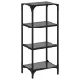 Regal mit schwarzer Glasoberfläche und Stahl 40x30x95 cm von , Kleiderbügel und Regale - Ref: Foro24-846039, Preis: 54,49 €, ...