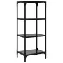 Regal mit schwarzer Glasoberfläche und Stahl 40x30x95 cm von , Kleiderbügel und Regale - Ref: Foro24-846039, Preis: 54,49 €, ...