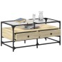 Mesa de centro tapa de vidrio acero roble Sonoma 98,5x50x45 cm de , Mesas de centro - Ref: Foro24-846045, Precio: 90,33 €