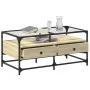 Mesa de centro tapa de vidrio acero roble Sonoma 98,5x50x45 cm by , Coffee table - Ref: Foro24-846045, Price: 89,26 €, Discou...