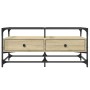 Mesa de centro tapa de vidrio acero roble Sonoma 98,5x50x45 cm de , Mesas de centro - Ref: Foro24-846045, Precio: 90,33 €