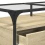 Mesa de centro tapa de vidrio acero roble Sonoma 98,5x50x45 cm by , Coffee table - Ref: Foro24-846045, Price: 89,26 €, Discou...