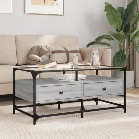 Glasplatte Couchtisch aus grauem Sonoma-Stahl 98,5x50x45 cm von , Couchtisch - Ref: Foro24-846047, Preis: 95,89 €, Rabatt: %