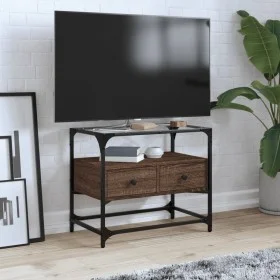 Mueble TV cristal y madera ingeniería marrón roble 60x35x51 cm von , TV-Möbel - Ref: Foro24-846058, Preis: 57,95 €, Rabatt: %