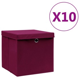 Cajas de almacenaje con tapas 10 uds rojo oscuro 28x28x28 cm de vidaXL, Cestas para almacenaje - Ref: Foro24-325202, Precio: ...