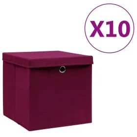 Storage boxes with lids 10 pcs dark red 28x28x28 cm by vidaXL, Storage baskets - Ref: Foro24-325202, Price: 56,51 €, Discount: %