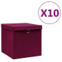 Storage boxes with lids 10 pcs dark red 28x28x28 cm by vidaXL, Storage baskets - Ref: Foro24-325202, Price: 57,45 €, Discount: %