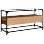 Mueble TV cristal y madera ingeniería roble ahumado 98x35x51 cm by , TV Furniture - Ref: Foro24-846066, Price: 77,42 €, Disco...