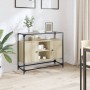 Aparador cristal y madera ingeniería roble Sonoma 98x35x81 cm de , Aparadores - Ref: Foro24-846070, Precio: 97,89 €