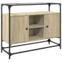 Aparador cristal y madera ingeniería roble Sonoma 98x35x81 cm by , Sideboards - Ref: Foro24-846070, Price: 96,63 €, Discount: %