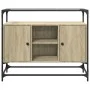 Aparador cristal y madera ingeniería roble Sonoma 98x35x81 cm by , Sideboards - Ref: Foro24-846070, Price: 96,63 €, Discount: %