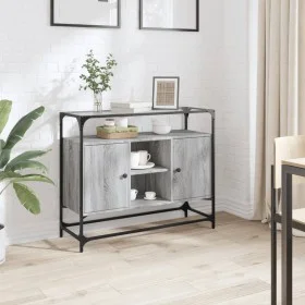 Grauglas- und Holzvitrine Sonoma 98x35x81 cm von , Sideboards - Ref: Foro24-846072, Preis: 92,75 €, Rabatt: %