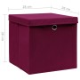 Storage boxes with lids 10 pcs dark red 28x28x28 cm by vidaXL, Storage baskets - Ref: Foro24-325202, Price: 57,45 €, Discount: %