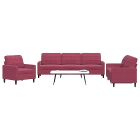 Dreiteiliges Sofaset mit roten Samtkissen. von , Sofas - Ref: Foro24-3278435, Preis: 649,60 €, Rabatt: %