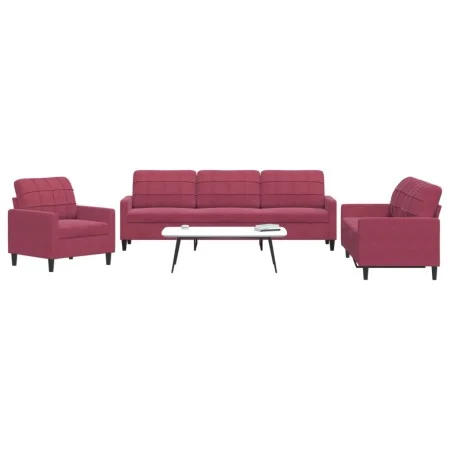Dreiteiliges Sofaset mit roten Samtkissen. von , Sofas - Ref: Foro24-3278435, Preis: 649,60 €, Rabatt: %