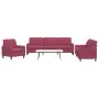 Juego de sofás con cojines 3 piezas terciopelo rojo tinto by , Sofas - Ref: Foro24-3278435, Price: 649,60 €, Discount: %