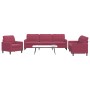 Juego de sofás con cojines 3 piezas terciopelo rojo tinto by , Sofas - Ref: Foro24-3278435, Price: 660,59 €, Discount: %