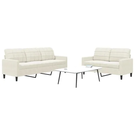 Juego de sofás con cojines 2 piezas terciopelo crema by , Sofas - Ref: Foro24-3278399, Price: 543,75 €, Discount: %