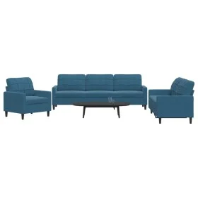 Sofagarnitur mit 3-teiligen blauen Samtkissen von , Sofas - Ref: Foro24-3278440, Preis: 753,83 €, Rabatt: %