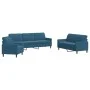 Sofagarnitur mit 3-teiligen blauen Samtkissen von , Sofas - Ref: Foro24-3278440, Preis: 753,83 €, Rabatt: %