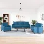 Sofagarnitur mit 3-teiligen blauen Samtkissen von , Sofas - Ref: Foro24-3278440, Preis: 753,83 €, Rabatt: %