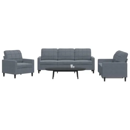 Juego de sofás con cojines 3 piezas terciopelo gris oscuro by , Sofas - Ref: Foro24-3278352, Price: 609,46 €, Discount: %