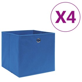 Cajas de almacenaje 4 uds tela no tejida azul 28x28x28 cm