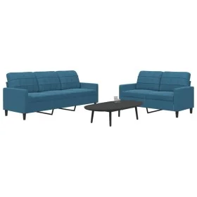 Juego de sofás con cojines 2 piezas terciopelo azul by , Sofas - Ref: Foro24-3278400, Price: 545,98 €, Discount: %