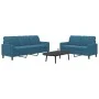 Juego de sofás con cojines 2 piezas terciopelo azul by , Sofas - Ref: Foro24-3278400, Price: 545,98 €, Discount: %