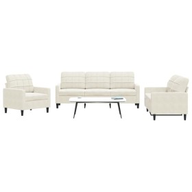 Sofagarnitur mit 3-teiligen cremefarbenen Samtkissen. von , Sofas - Ref: Foro24-3278359, Preis: 704,98 €, Rabatt: %