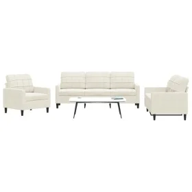 Sofagarnitur mit 3-teiligen cremefarbenen Samtkissen. von , Sofas - Ref: Foro24-3278359, Preis: 692,04 €, Rabatt: %