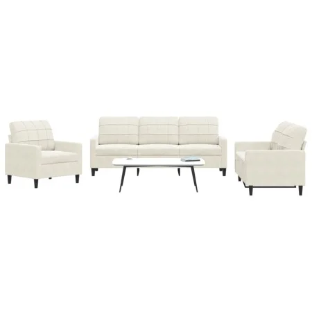 Juego de sofás con cojines 3 piezas terciopelo crema by , Sofas - Ref: Foro24-3278359, Price: 692,04 €, Discount: %