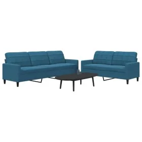 Juego de sofás con cojines 2 piezas terciopelo azul by , Sofas - Ref: Foro24-3278480, Price: 599,12 €, Discount: %